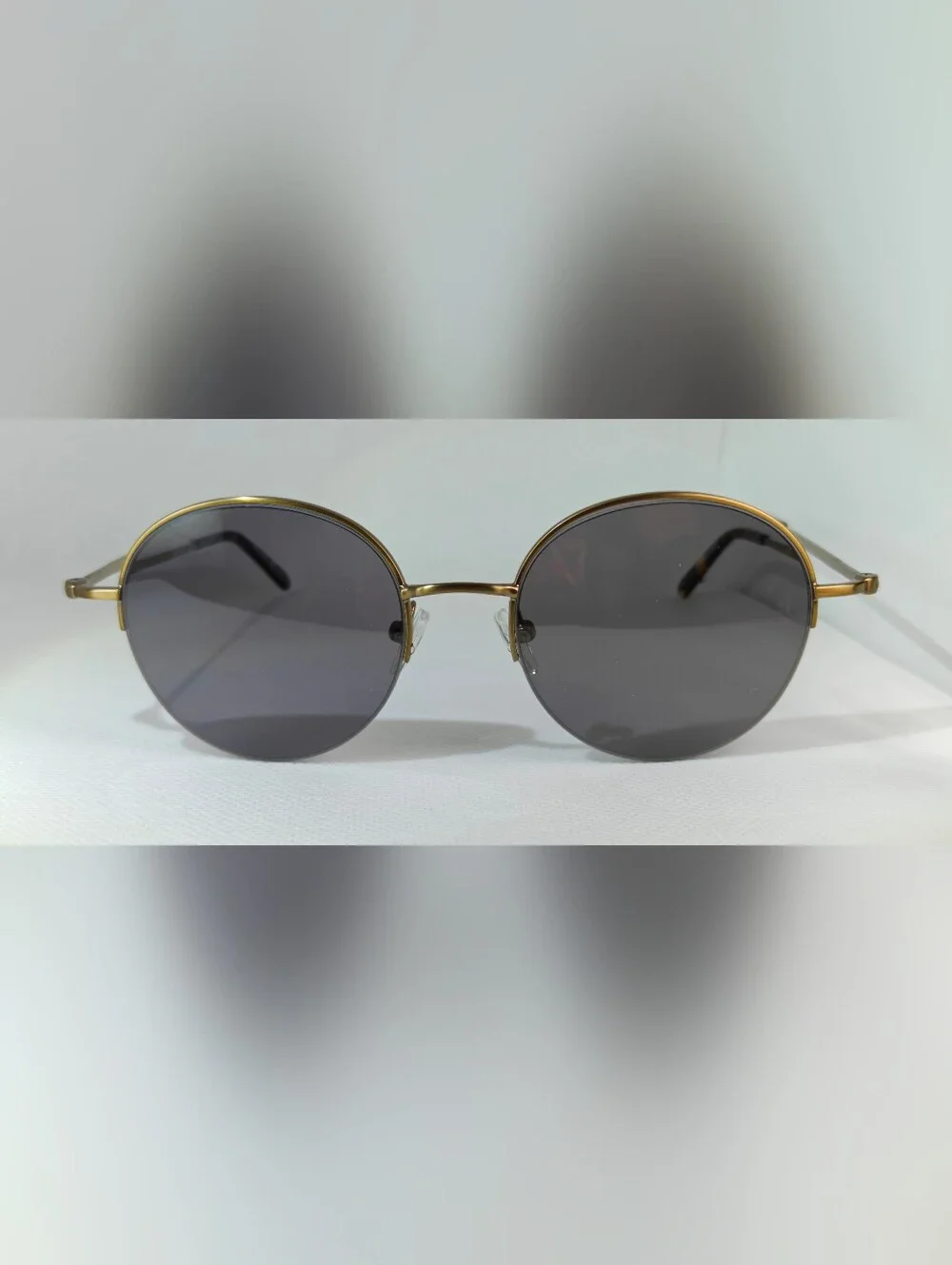 Sun Albee Bronze Frame Round. Semi Rimless.